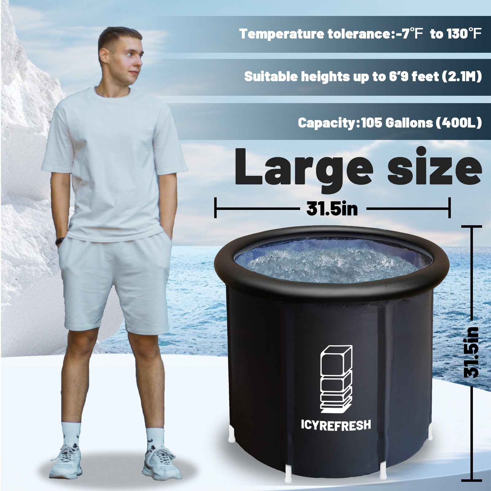Icyrefresh Ice Bath Cold Tub - with lid.