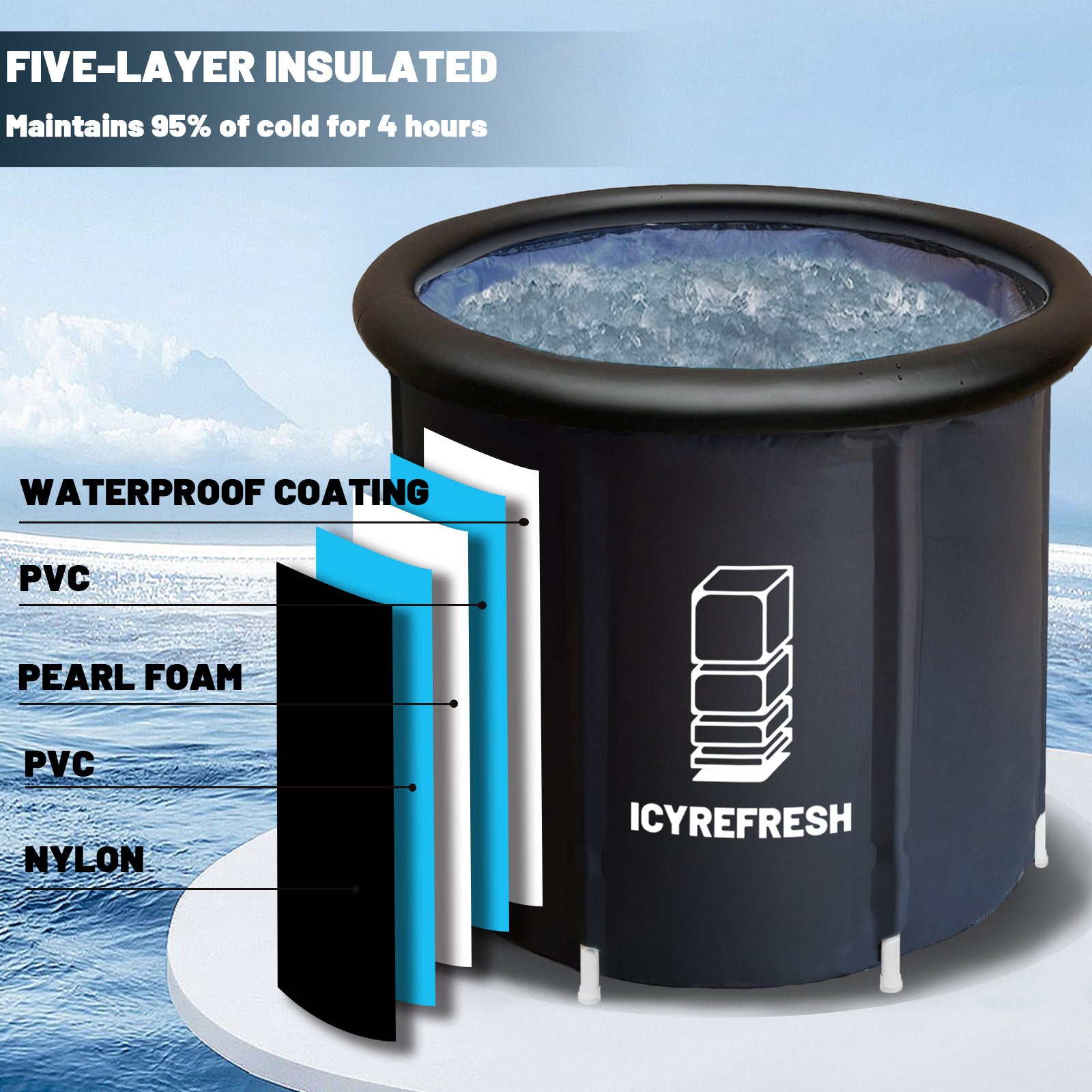 Icyrefresh Ice Bath Cold Tub - with lid.